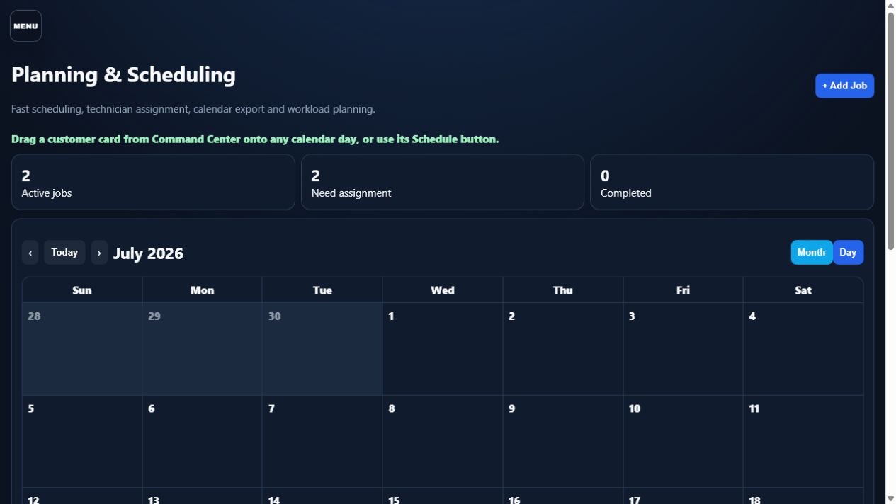 Live SiteMark month scheduling calendar that accepts CRM cards